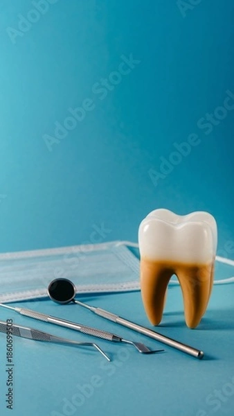 Obraz tooth anatomy on blue background.
