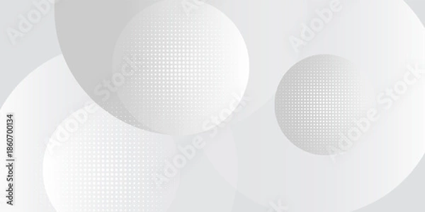 Obraz Abstract background with circles and halftone dots pattern. Grey and white backdrop. vector