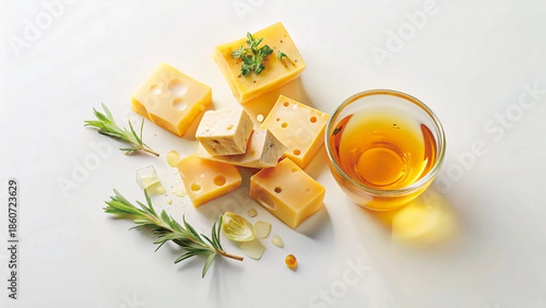 Obraz Assorted Cheese, Honey, and Herbs