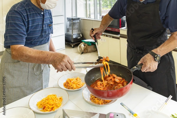 Obraz 男の料理教室　盛り付け