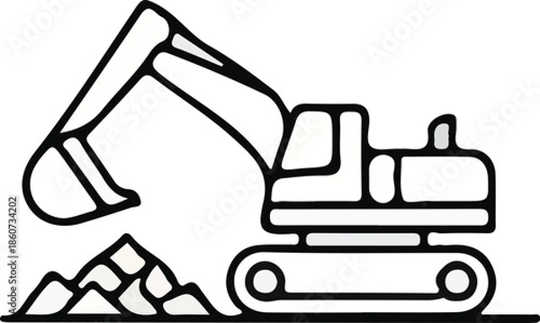 Obraz Construction Excavator Digging Work Icon