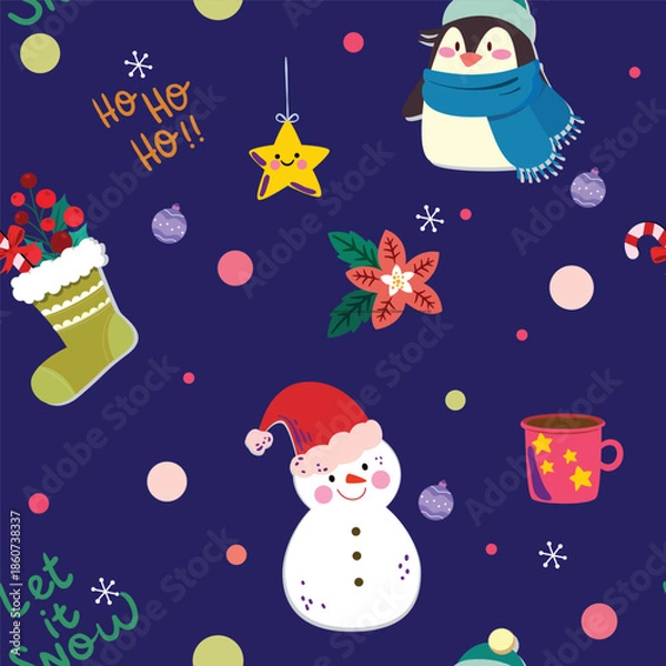 Obraz Cartoon pattern vector illustration on Christmas celebration