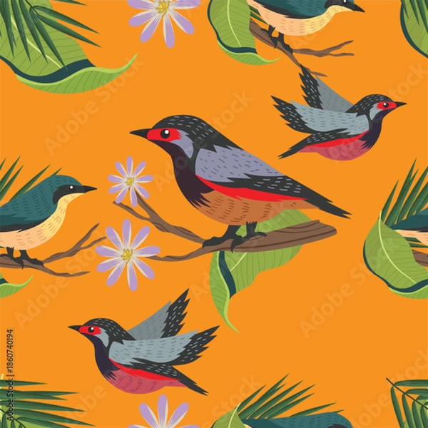 Obraz  Spring Bird pattern illustration vector 
