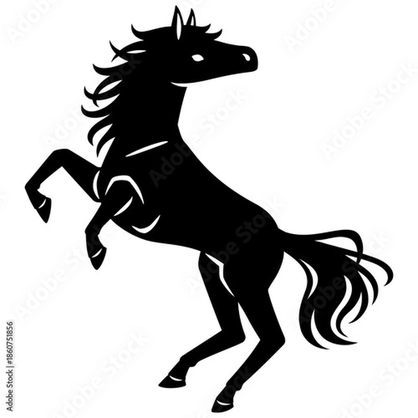 Obraz 立ち上がる馬のシルエットイラスト