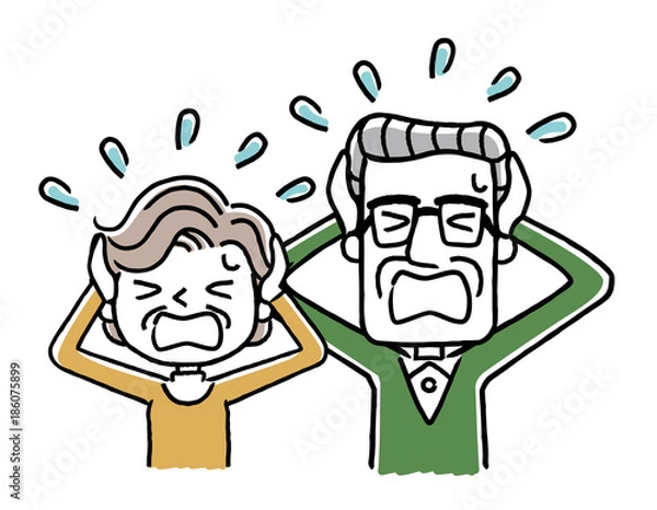 Fototapeta シニア夫婦：パニック、慌てる