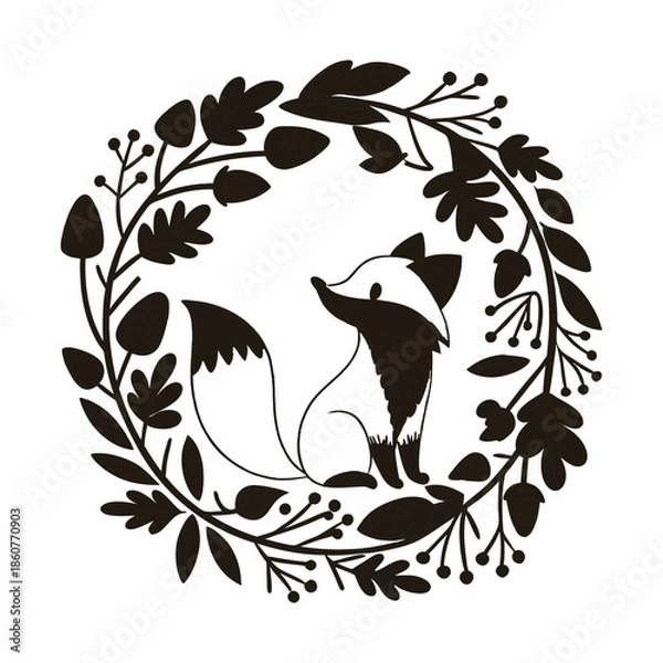 Fototapeta Fox Wreath Svg