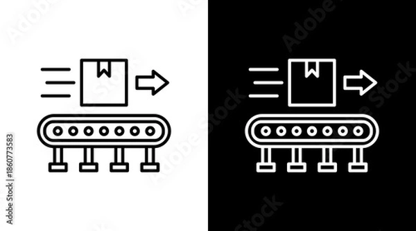 Obraz Assembly Line Outline White Icon Set Design