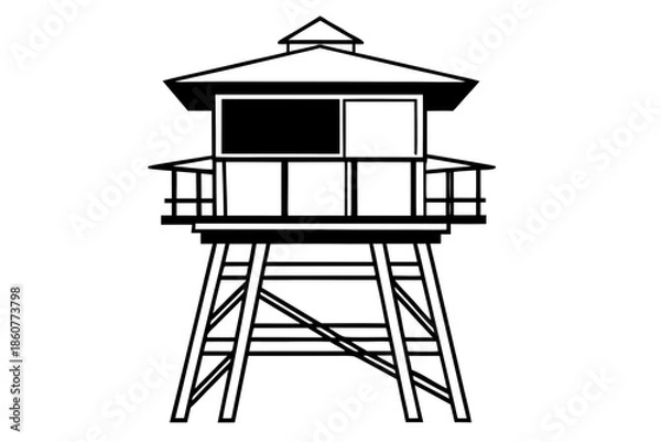 Obraz lifeguard tower  silhouette vector