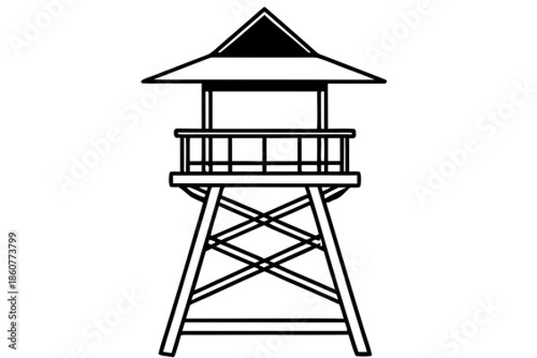 Obraz lifeguard tower  silhouette vector