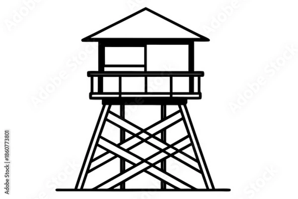 Obraz lifeguard tower  silhouette vector