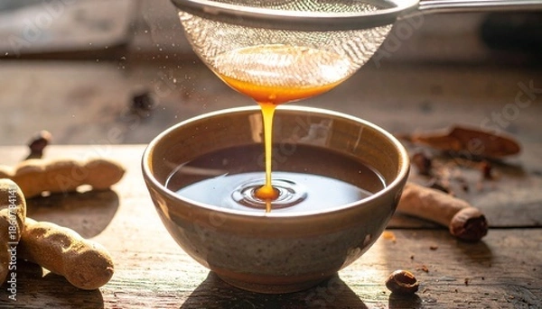 Obraz Straining Tamarind Paste for Culinary Preparation, Generative AI