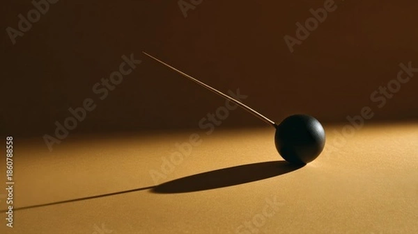 Obraz A minimalist composition with a single object casting a long, dramatic shadow, emphasizing form