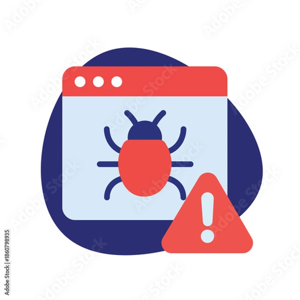 Fototapeta Software bug error and security warning sign vector illustration