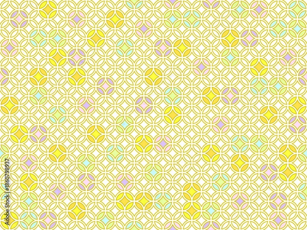 Obraz シームレスなパステル調七宝文様背景