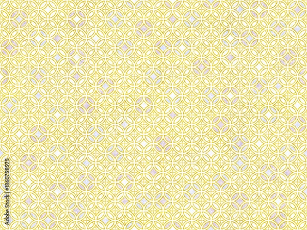 Obraz シームレスな淡い色の千代紙風七宝文様背景