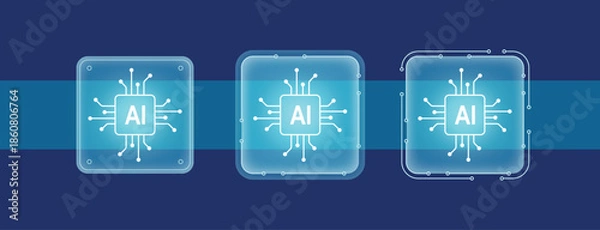 Obraz AI chip processing unit on a glowing circuit board, vector element for artificial intelligence, computing data, innovation, engineering, futuristic, system, integration design