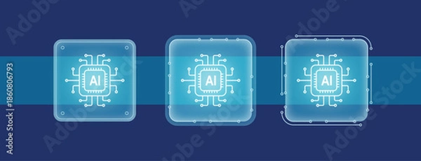 Obraz Glowing AI chip cpu circuit icon element vector showing evolution of technology, digital computing, hardware, innovation, artificial intelligence design