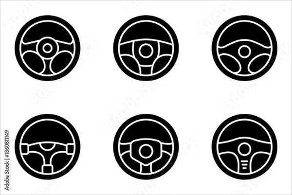 Obraz Steering wheel icon set. on white background