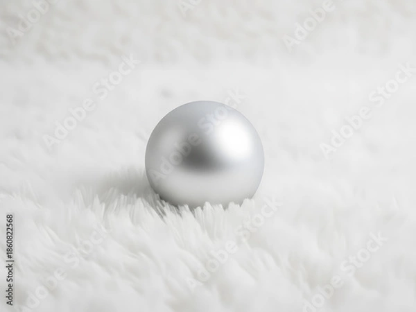Obraz Minimalist silver sphere on soft white texture background