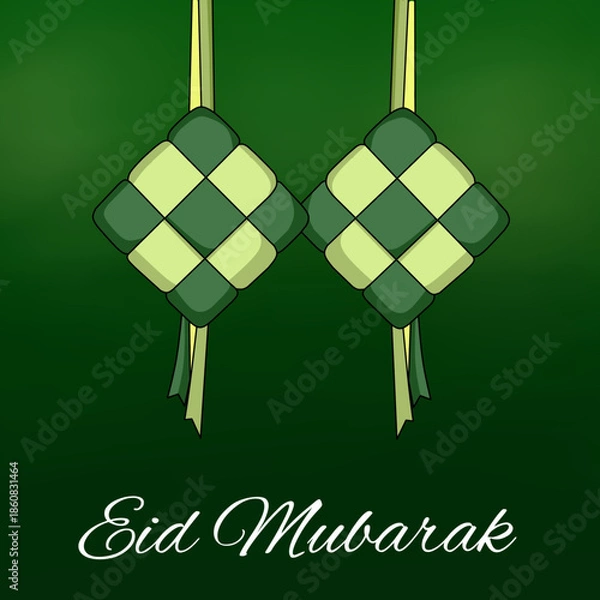 Obraz Eid Mubarak background with ketupat 