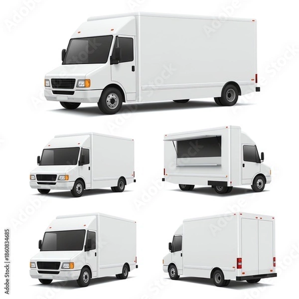 Obraz White delivery van with transparent background