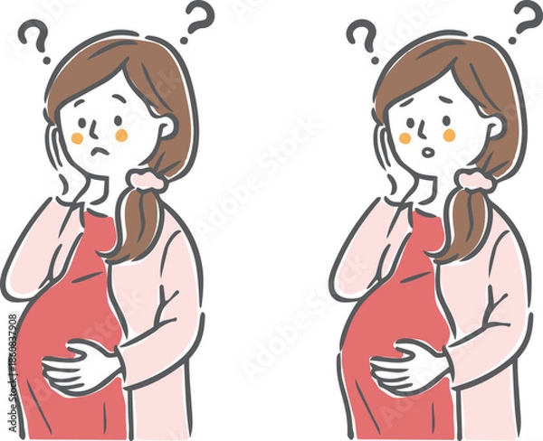 Obraz 疑問を持つ妊婦　ベクター