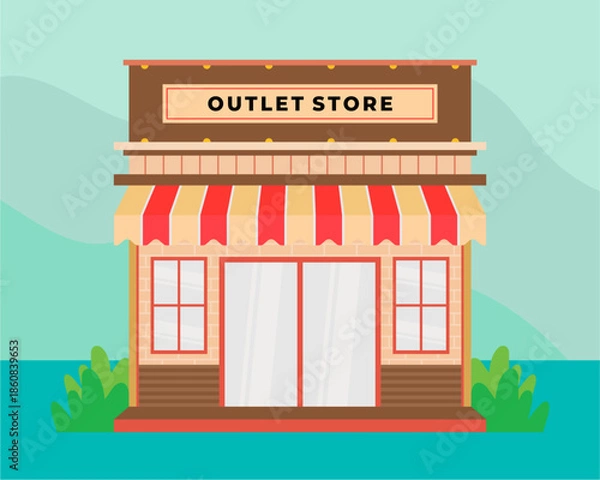 Obraz Flat design store front with place for name