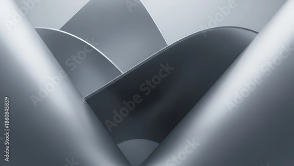 Fototapeta モダンでスタイリッシュなシルバーとモノトーンの曲線デザイン
