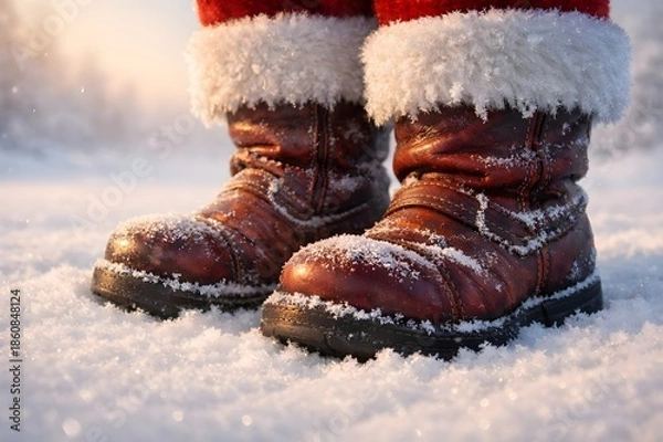 Obraz Santa Boots Snow Wallpaper