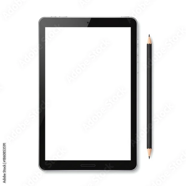 Obraz Tablet with pencil with transparent background