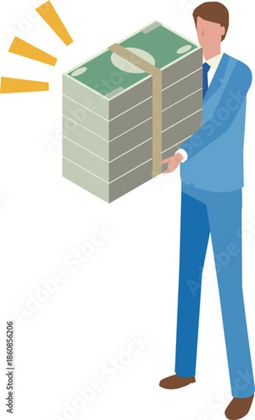 Fototapeta 大金を持つビジネスマン