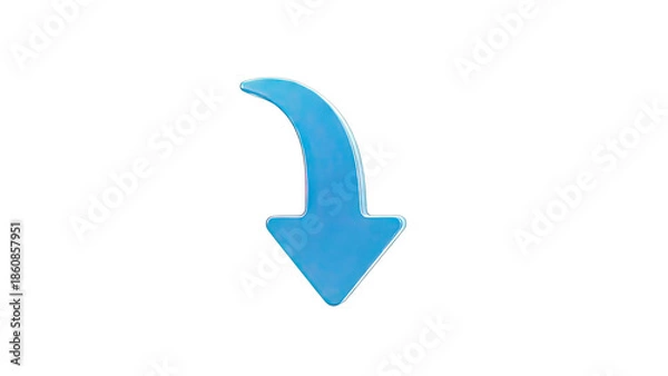 Obraz Blue Curved Down Arrow Icon