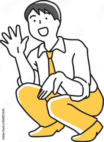 Fototapeta 笑顔で手招きする男性会社員