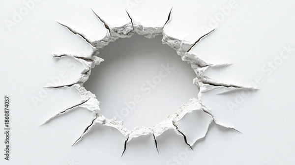 Obraz White Cracked Hole Texture Abstract Background