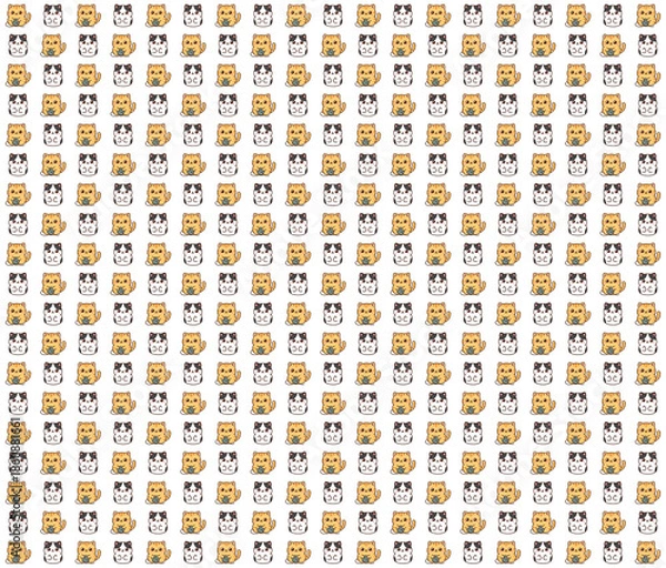 Obraz Cute Cat Icon Pattern Collection