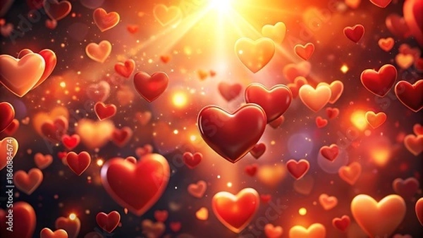 Obraz Floating Hearts in Warm Glow