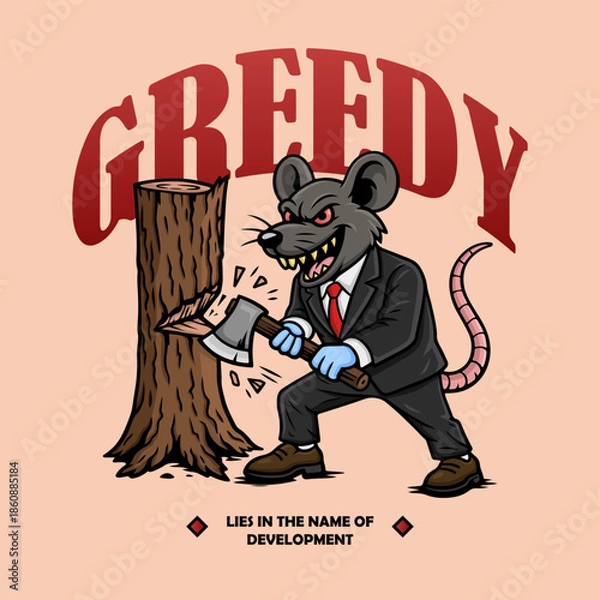 Obraz Greedy Rat Deforestation Illustration vector design