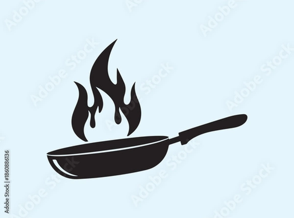 Obraz Cookware Frying Pan Silhouette Flat Design
