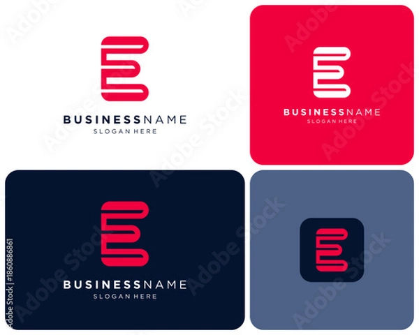 Obraz Initial Letter E Red Monogram Modern Simple Minimalist Rounded Shape Vector Logo Design Illustration