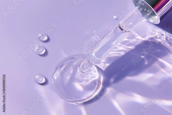 Obraz Clear Serum Dripping on Lavender Background