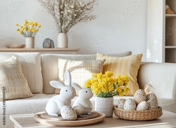 Obraz easter still life with eggs and bunny