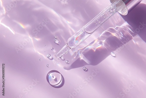 Obraz Clear Serum Dripping on Lavender Background