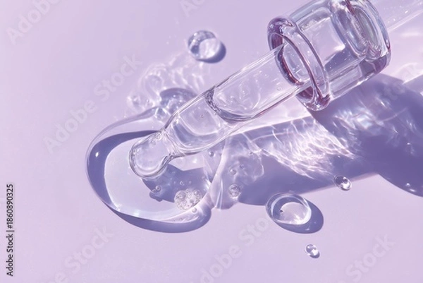 Obraz Clear Serum Dripping on Lavender Background