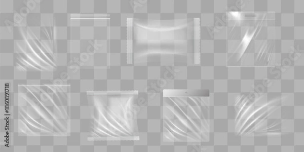 Obraz Big Set Of Transparent Empty Plastic Packaging. EPS10 Vector illustration