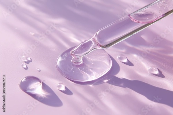 Obraz Clear Serum Dripping on Lavender Background