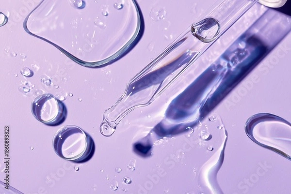 Obraz Clear Serum Dripping on Lavender Background