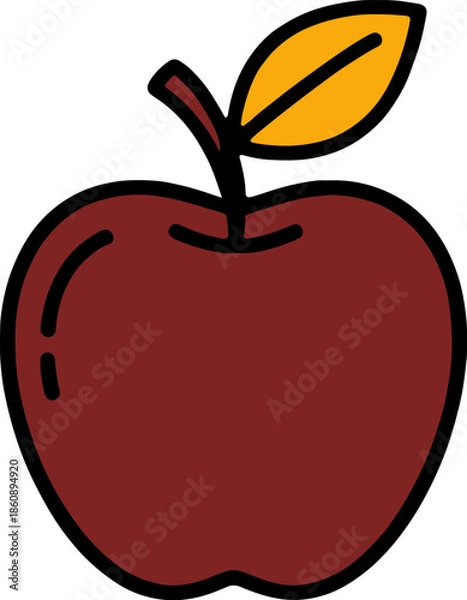 Fototapeta Red Apple Fruit Flat Vector Icon