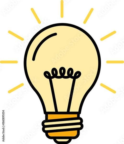 Fototapeta Bright Lightbulb Creative Idea Vector Icon
