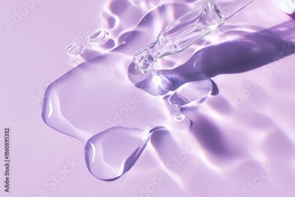 Obraz Clear Serum Dripping on Lavender Background