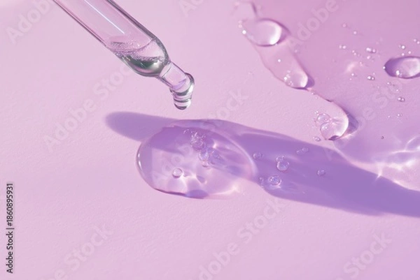 Obraz Clear Serum Dripping on Lavender Background